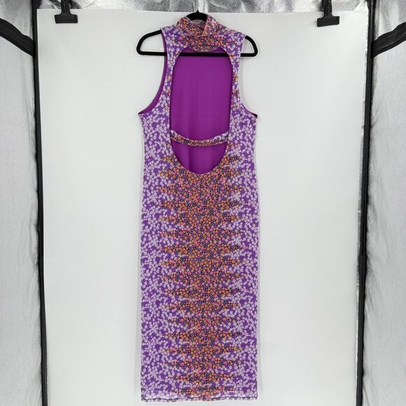 AFRM I Bloom With Grace XL Sleeveless Halter Midi Dress Polyester Spandex Floral - Picture 11 of 11
